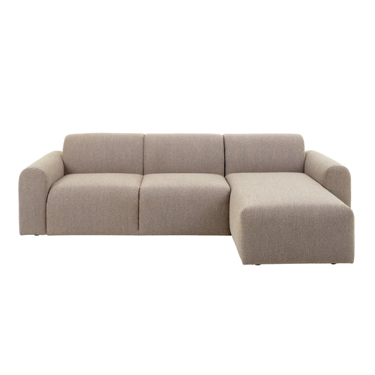 Midfield 2 Seater Chaiselongue Sofa RHF (Reversible Module) in Beige Cona Boucle 1 Fabric, Base in Matt Black