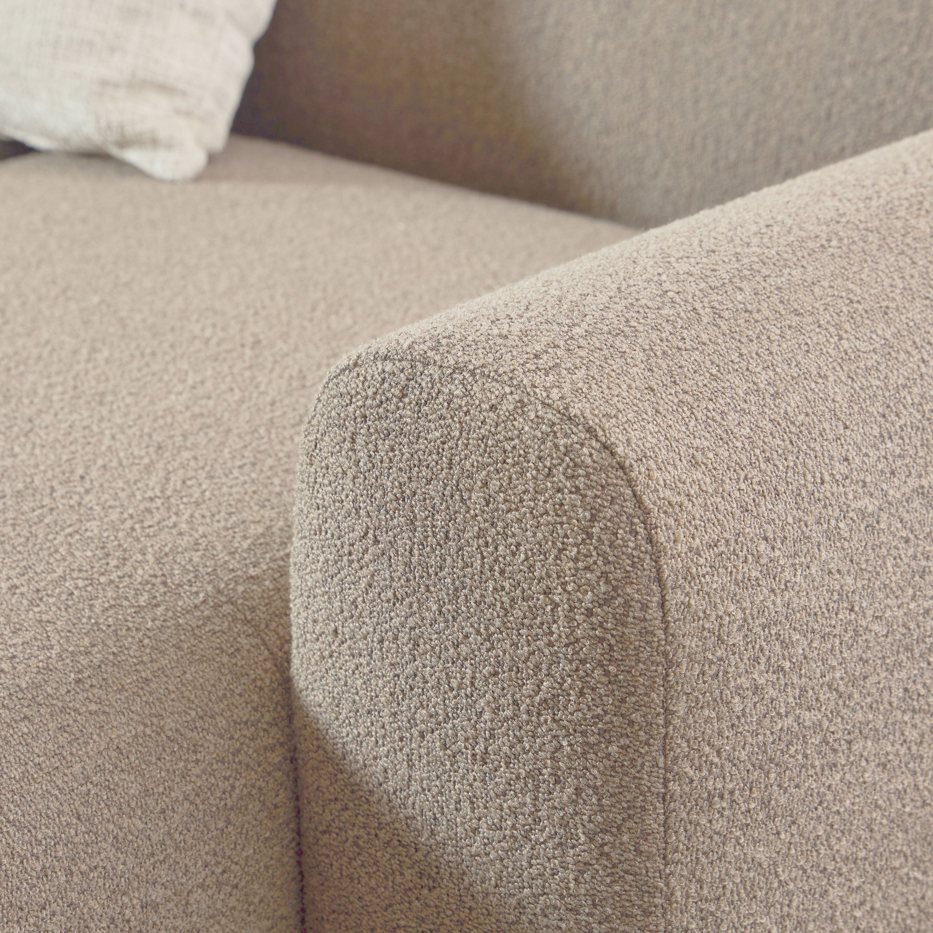 Midfield 2 Seater Chaiselongue Sofa RHF (Reversible Module) in Beige Cona Boucle 1 Fabric, Base in Matt Black Midfield 2 Seater Chaiselongue Sofa RHF (Reversible Module) in Beige Cona Boucle 1 Fabric, Base in Matt Black