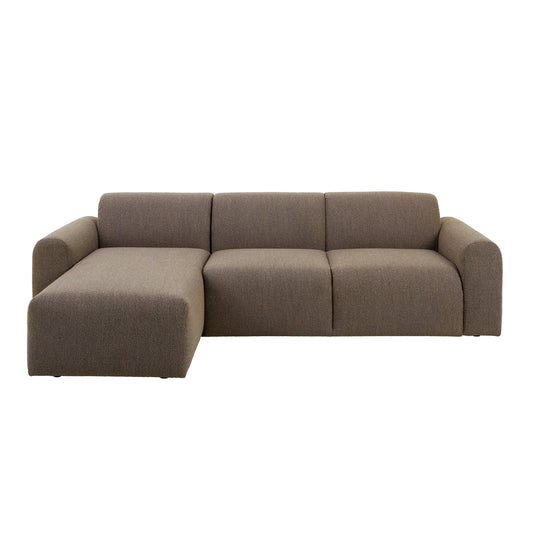 Midfield 2 Seater Chaiselongue Sofa LHF (Reversible Module) in Taupe Cona Boucle 2 Fabric, Base in Matt Black