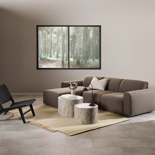 Midfield 2 Seater Chaiselongue Sofa LHF (Reversible Module) in Taupe Cona Boucle 2 Fabric, Base in Matt Black