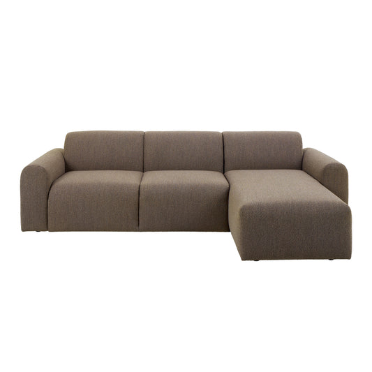 Midfield 2 Seater Chaiselongue Sofa RHF (Reversible Module) in Taupe Cona Boucle 2 Fabric, Base in Matt Black