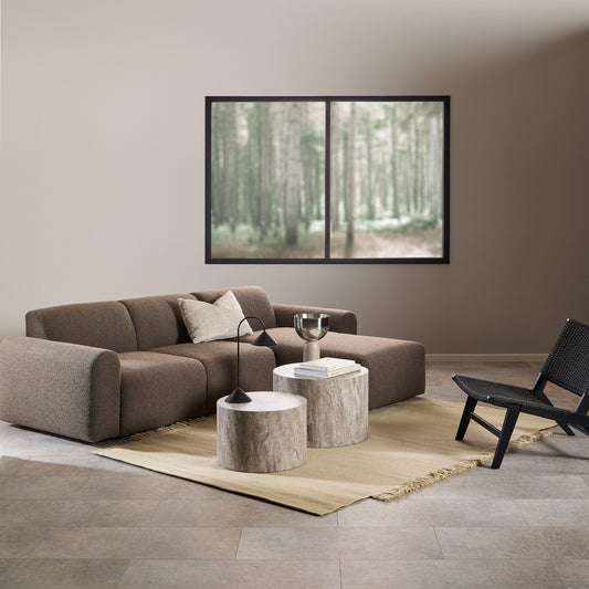 Midfield 2 Seater Chaiselongue Sofa RHF (Reversible Module) in Taupe Cona Boucle 2 Fabric, Base in Matt Black