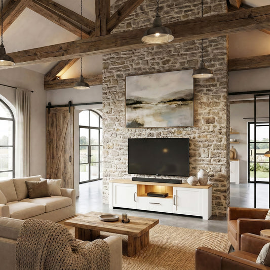 Bohol 2 Door 1 Drawer TV Unit in Riviera Oak/White