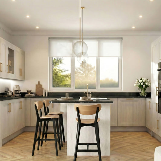 Roxby Bar Stool, Black and Oak Set of 2