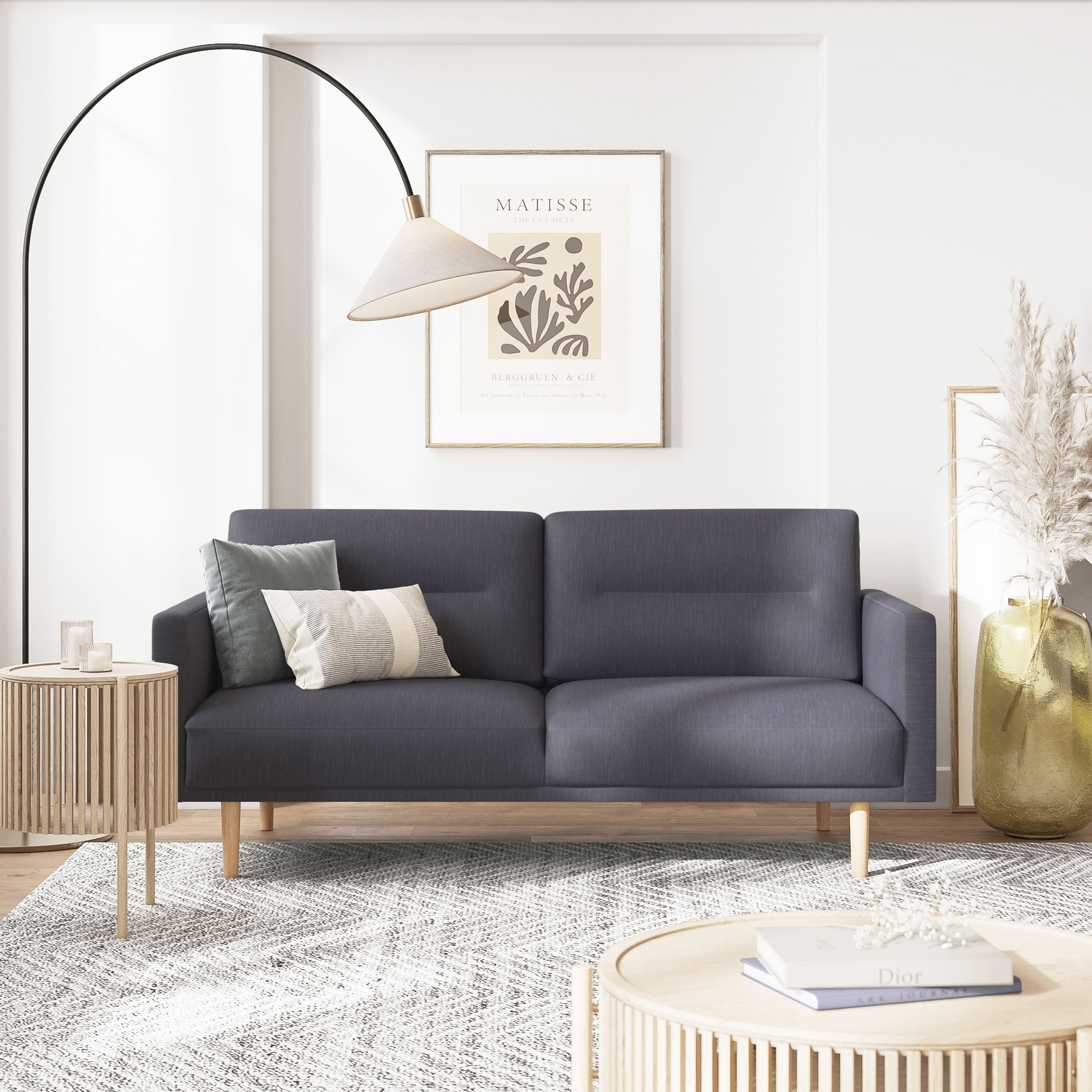 Larvik 2 Seater Sofa - Anthracite, Oak Legs