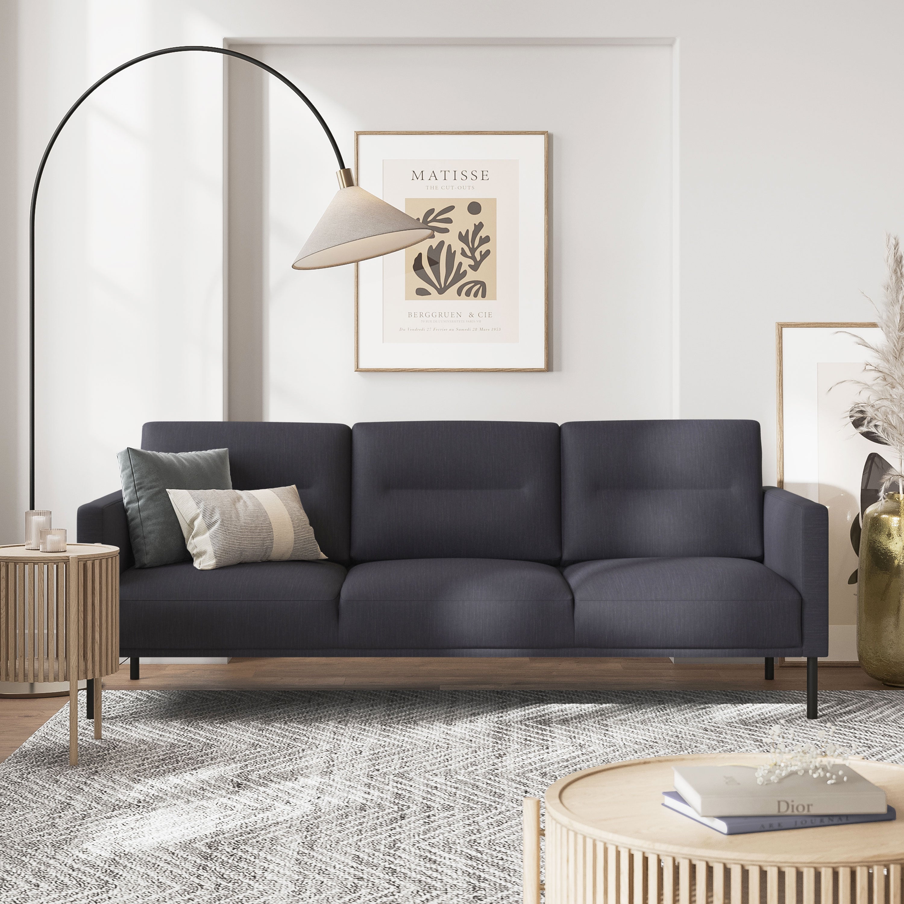 Larvik 3 Seater Sofa - Anthracite, Black Legs