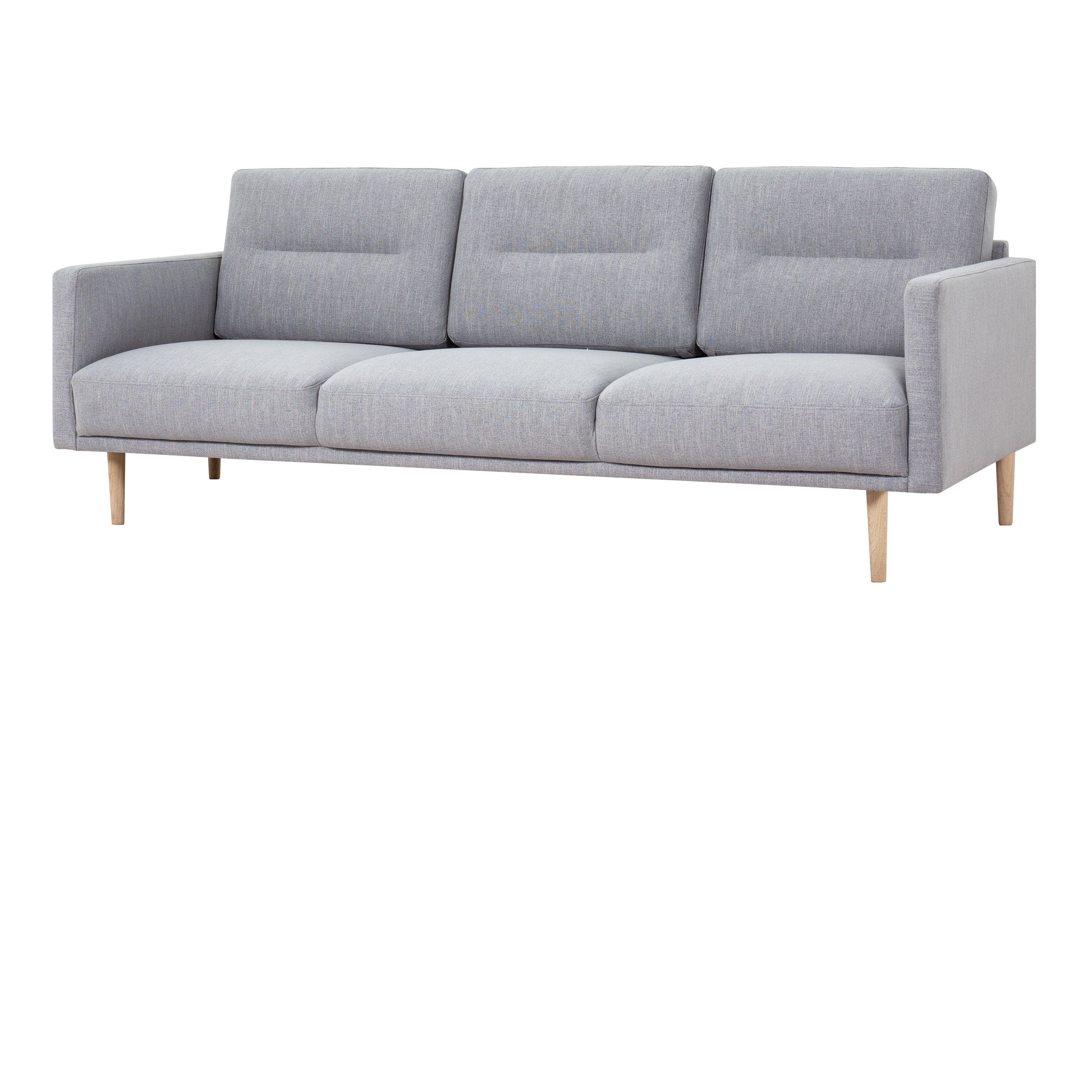 Larvik 3 Seater Sofa - Grey, Oak Legs