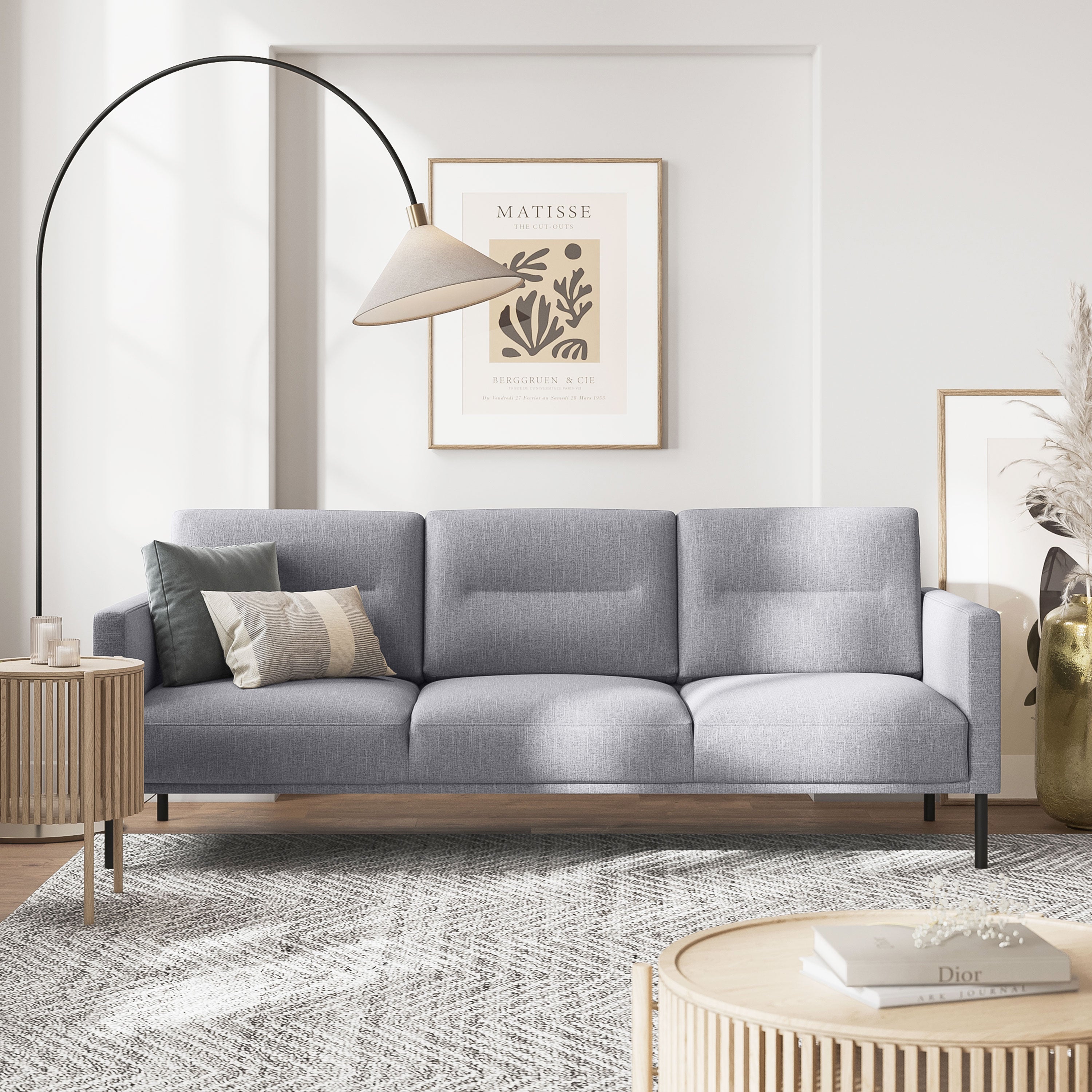 Larvik 3 Seater Sofa - Grey, Black Legs