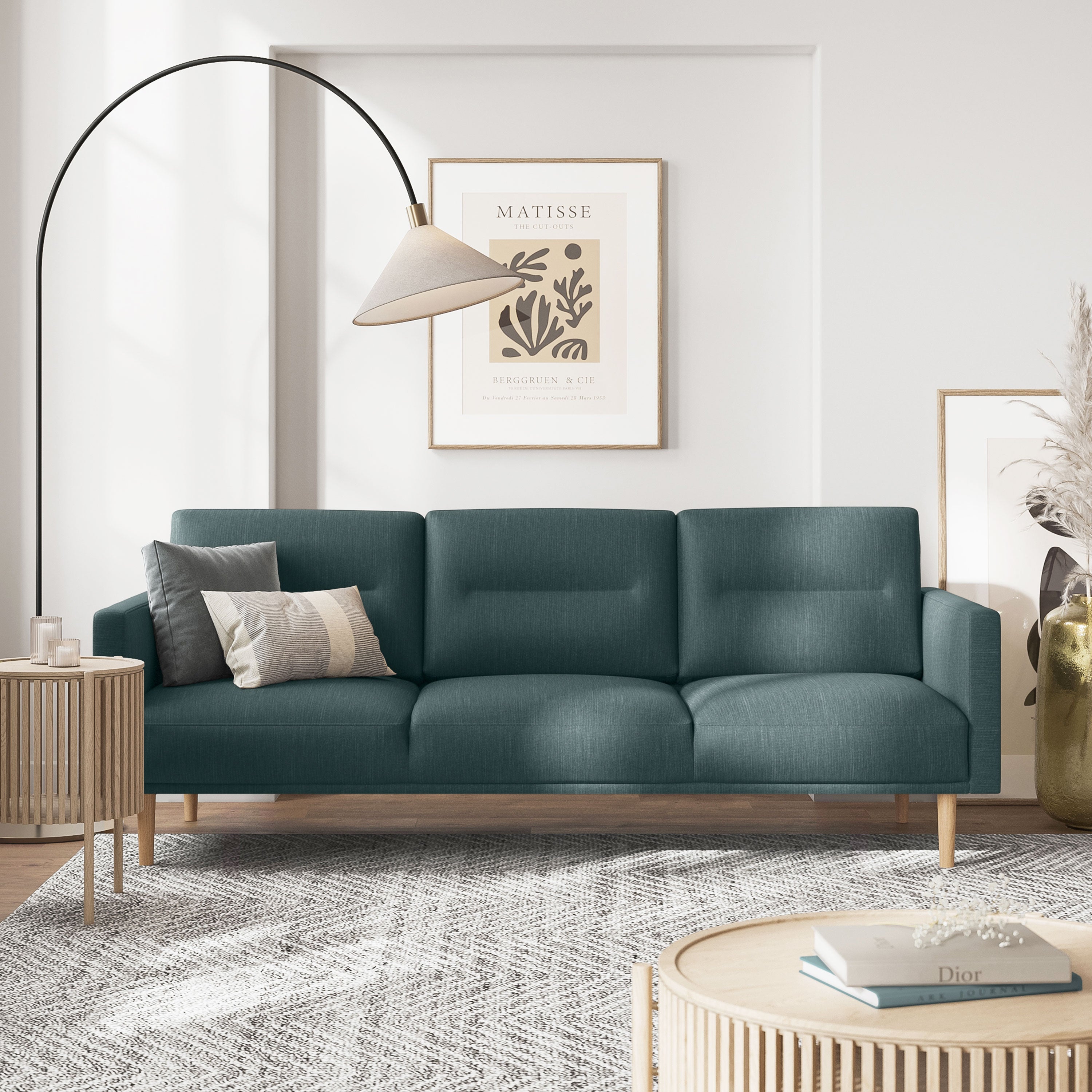 Larvik 3 Seater Sofa - Anthracite, Oak Legs