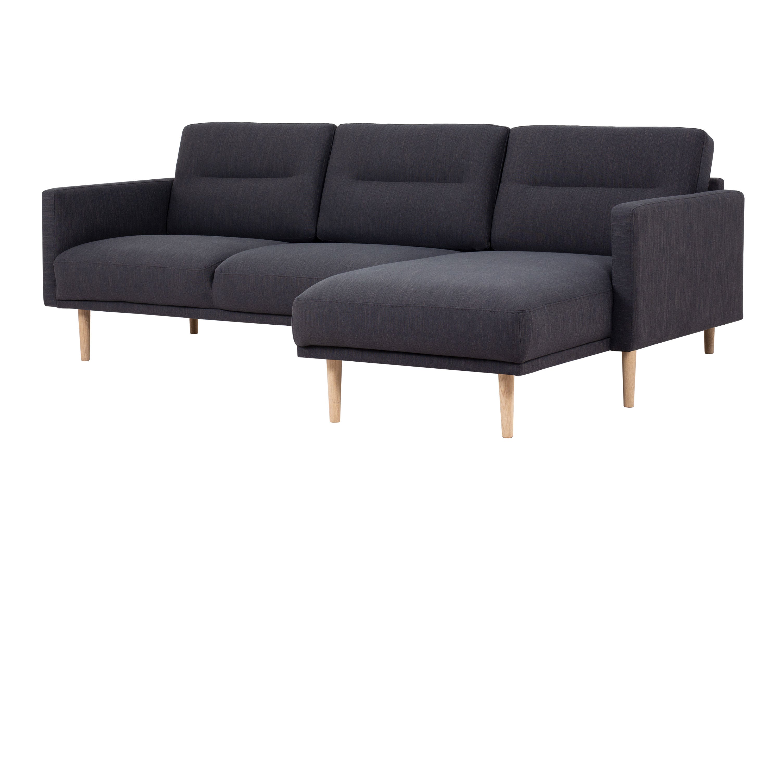 Larvik Chaiselongue Sofa (RH) - Antracit, Oak Legs