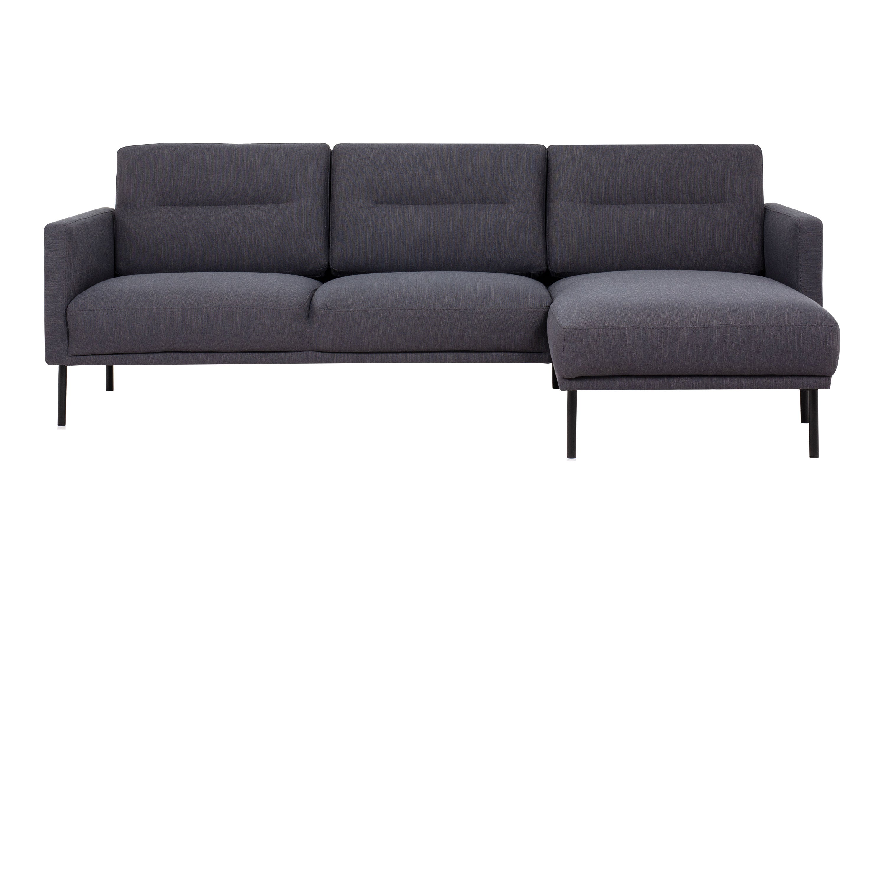 Larvik Chaiselongue Sofa (RH) - Anthracite, Black Legs