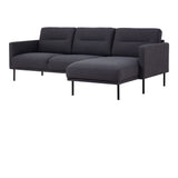 Larvik Chaiselongue Sofa (RH) - Anthracite, Black Legs