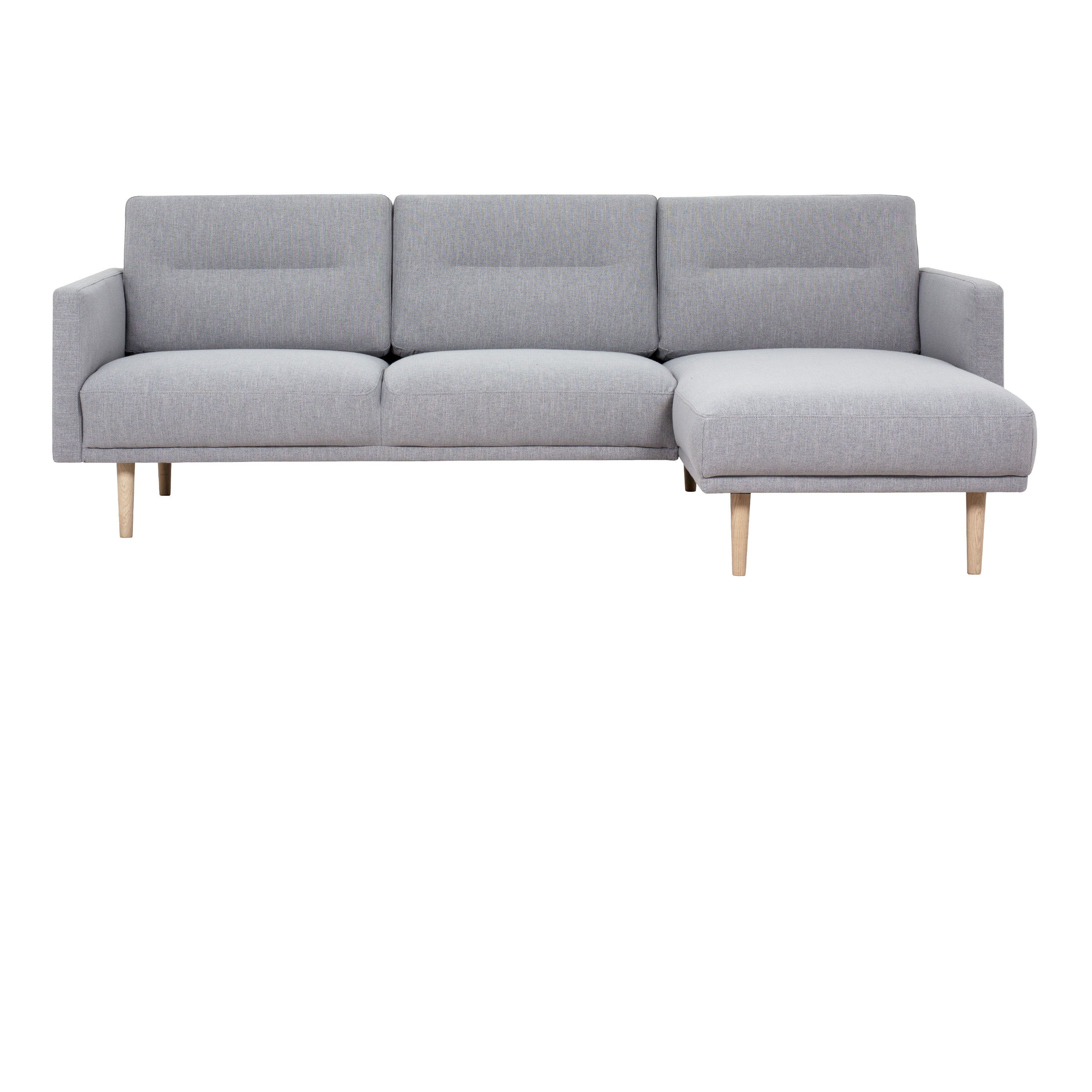 Larvik Chaiselongue Sofa (RH) - Grey, Oak Legs