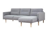 Larvik Chaiselongue Sofa (RH) - Grey, Oak Legs