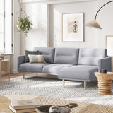 Larvik Chaiselongue Sofa (RH) - Grey, Oak Legs