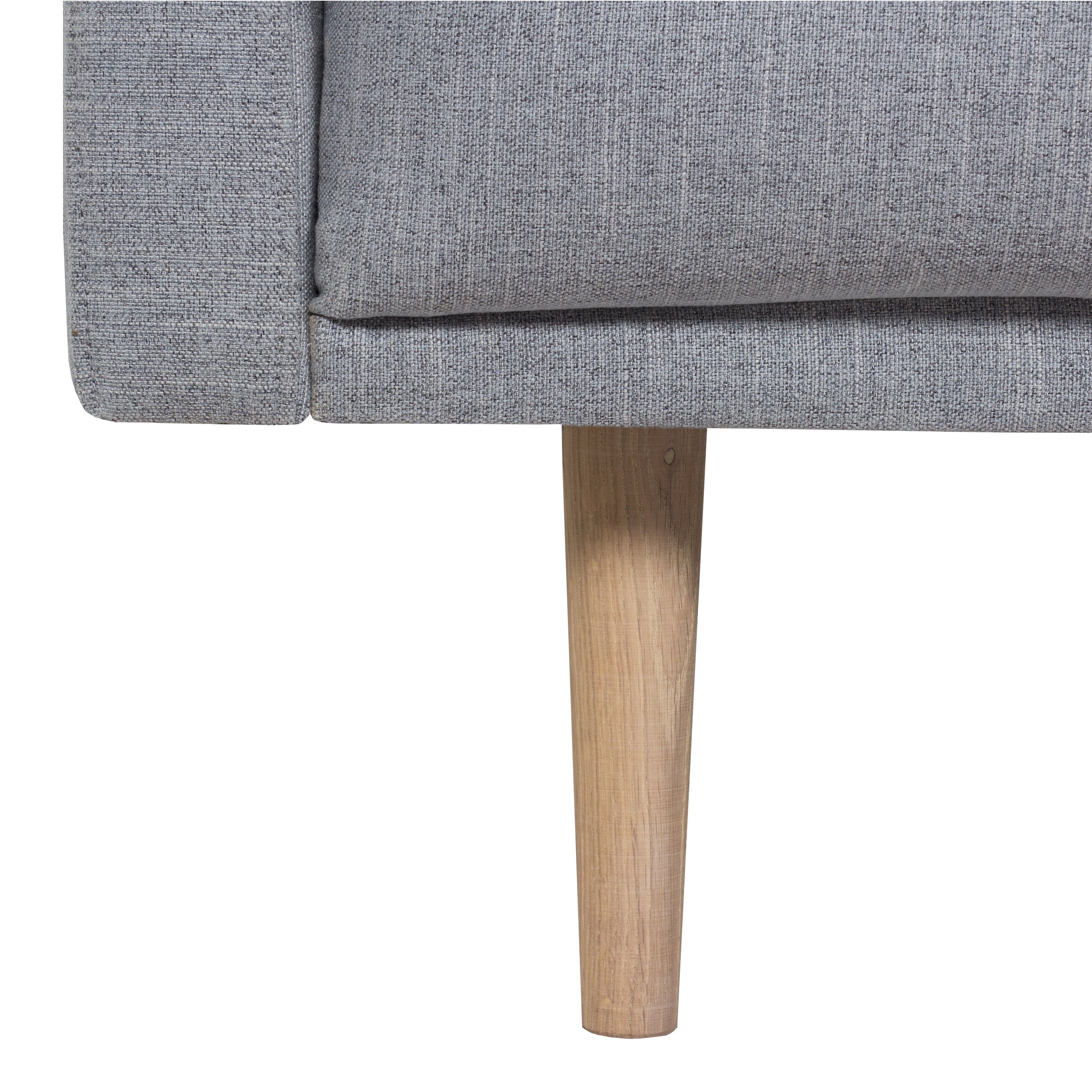 Larvik Chaiselongue Sofa (RH) - Grey, Oak Legs