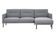 Larvik Chaiselongue Sofa (RH) - Grey, Black Legs