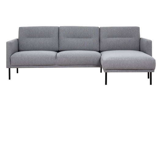 Larvik Chaiselongue Sofa (RH) - Grey, Black Legs