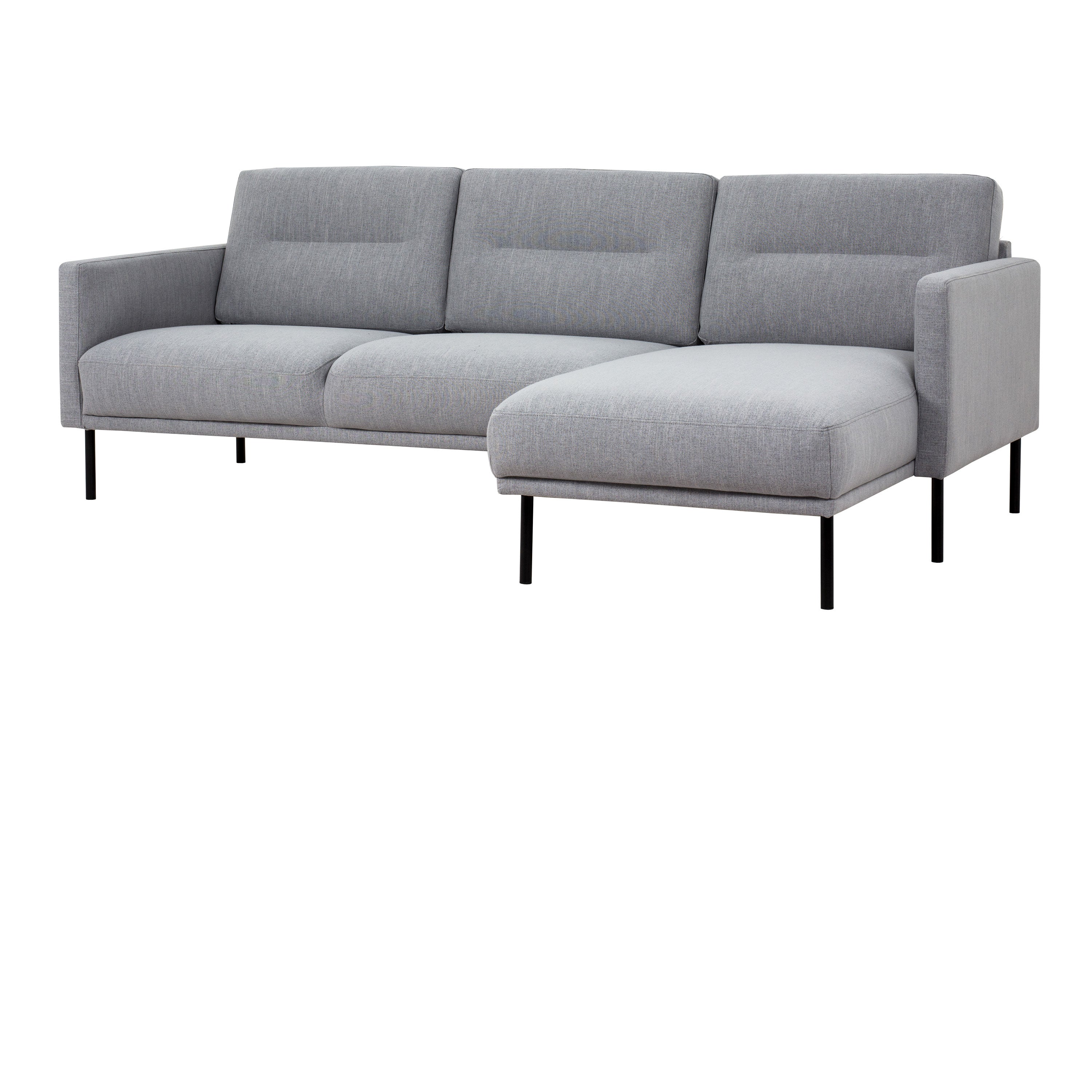 Larvik Chaiselongue Sofa (RH) - Grey, Black Legs