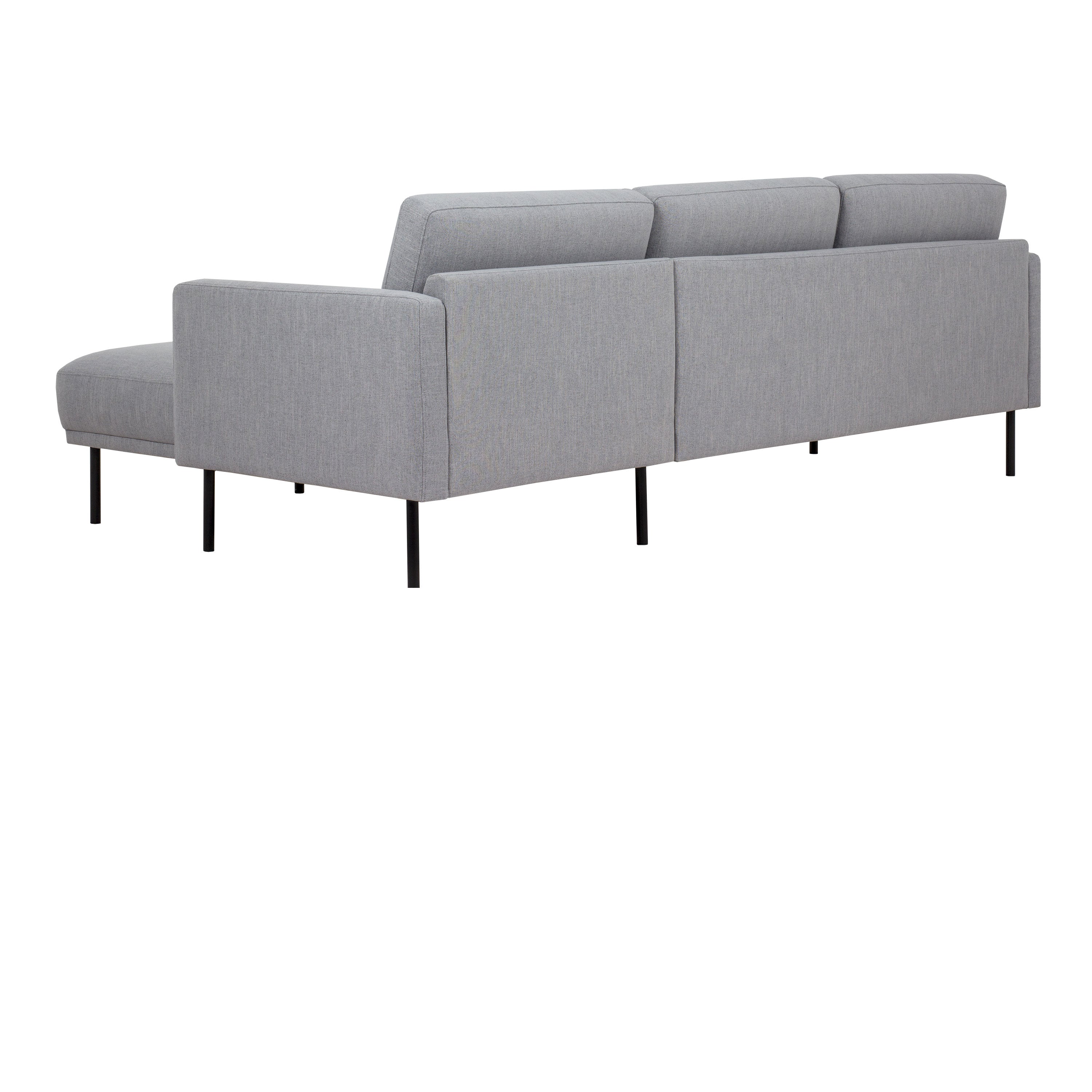 Larvik Chaiselongue Sofa (RH) - Grey, Black Legs