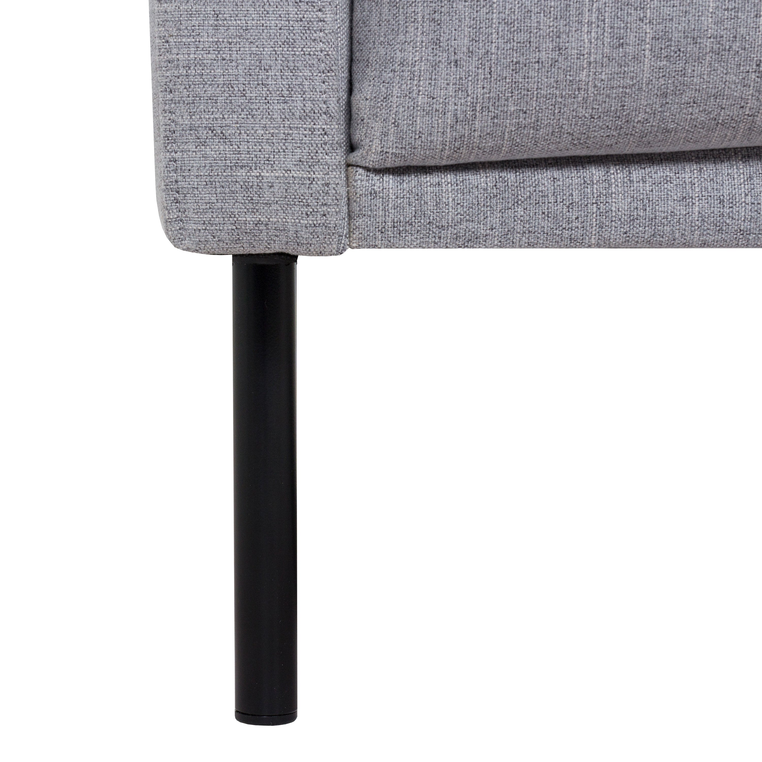 Larvik Chaiselongue Sofa (RH) - Grey, Black Legs