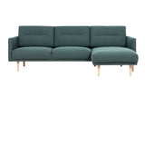 Larvik Chaiselongue Sofa (RH) - Dark Green, Oak Legs