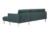 Larvik Chaiselongue Sofa (RH) - Dark Green, Oak Legs