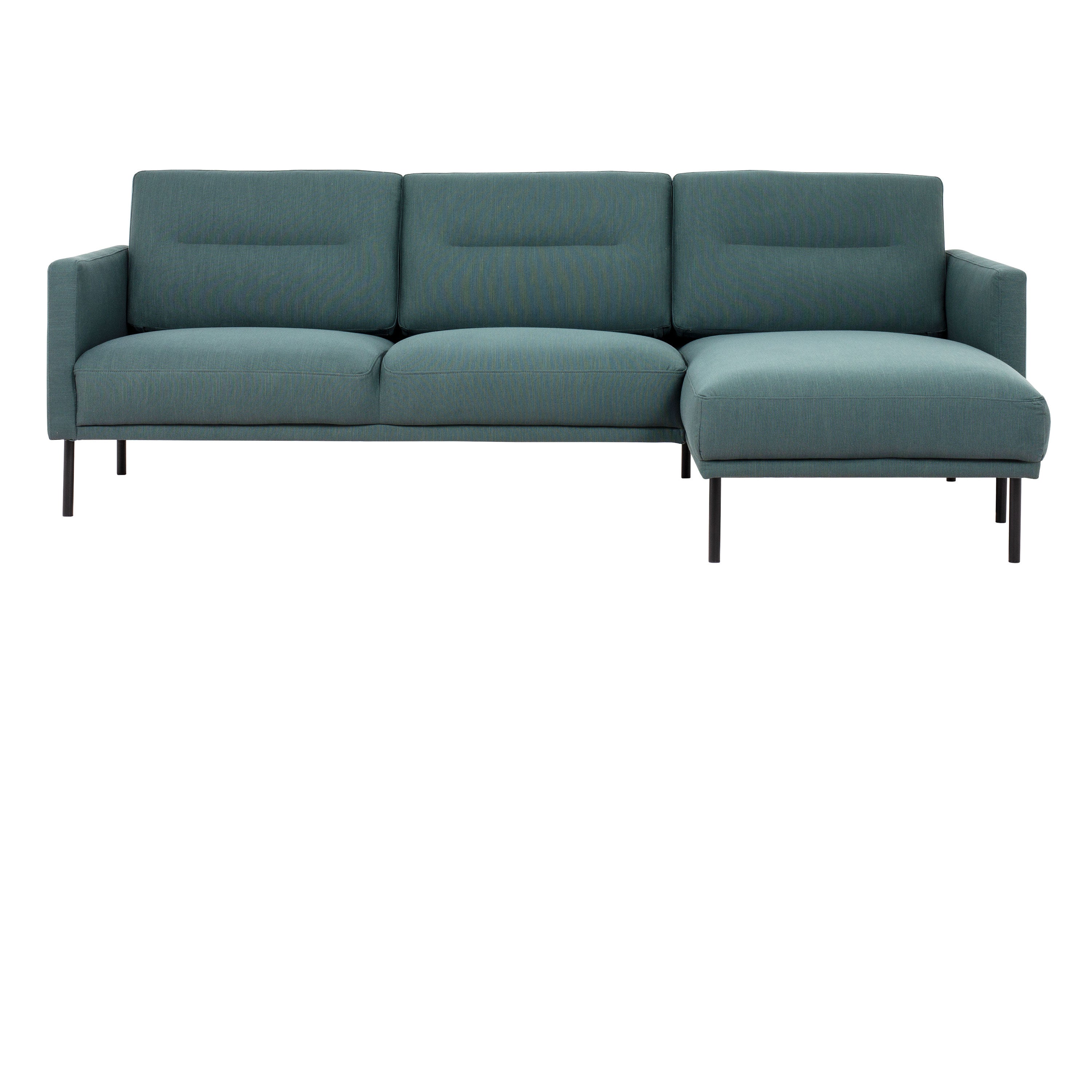 Larvik Chaiselongue Sofa (RH) - Dark Green, Black Legs