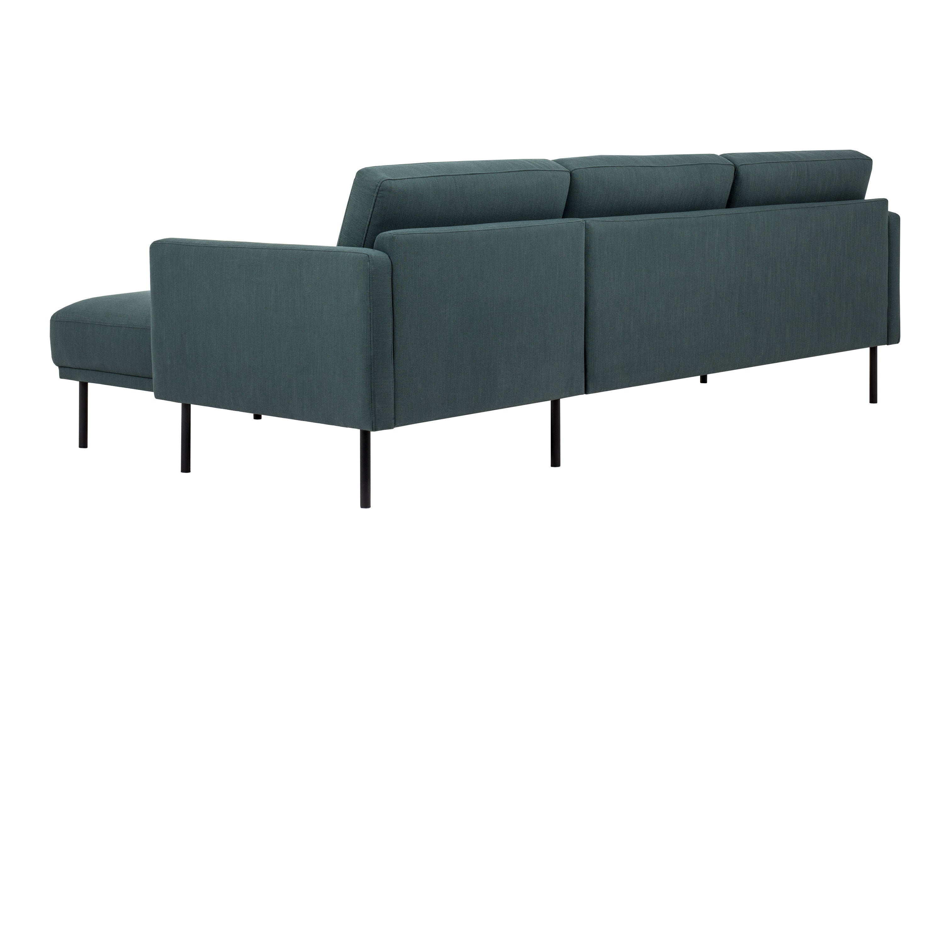 Larvik Chaiselongue Sofa (RH) - Dark Green, Black Legs