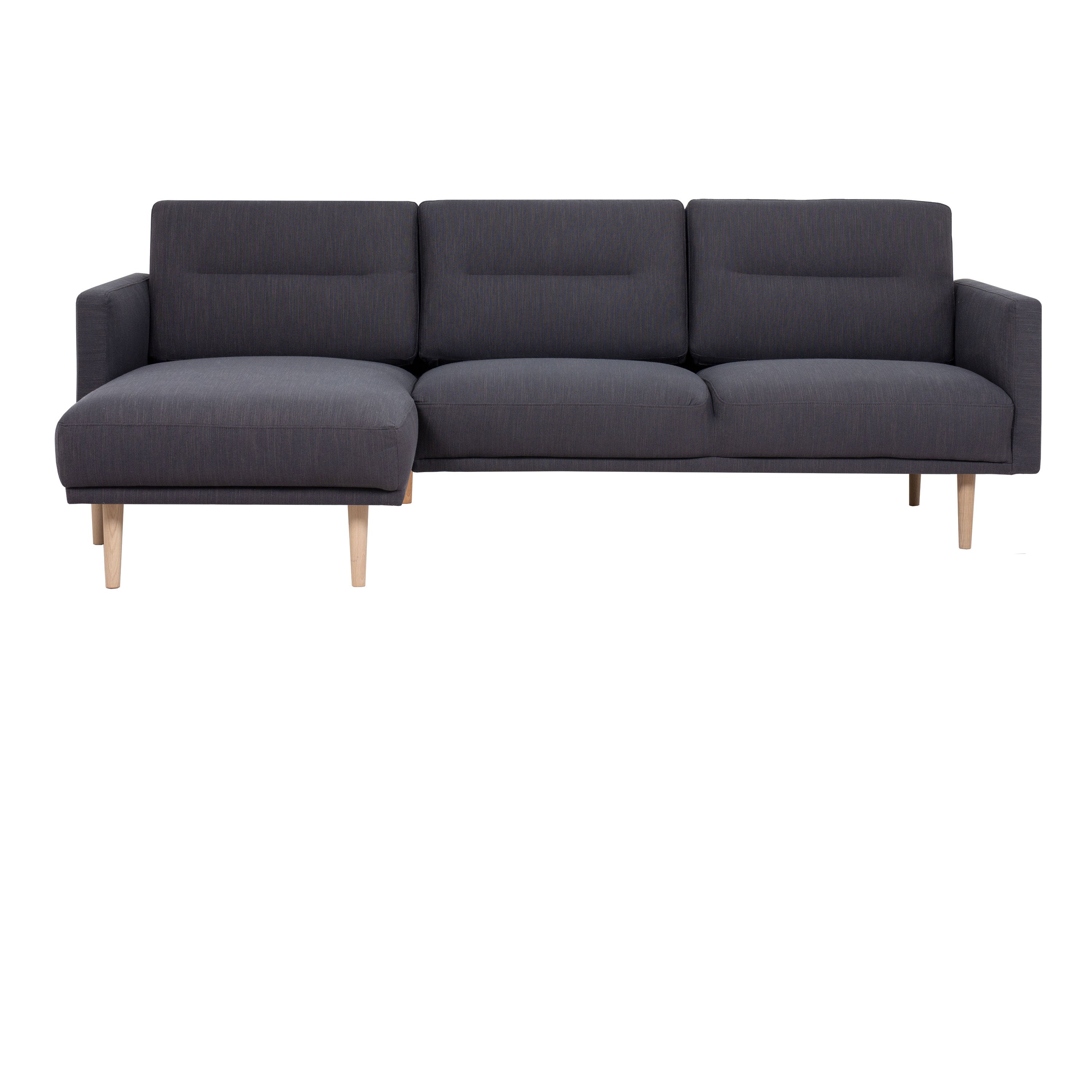 Larvik Chaiselongue Sofa  (LH) -  Anthracite, Oak Legs