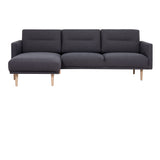 Larvik Chaiselongue Sofa  (LH) -  Anthracite, Oak Legs