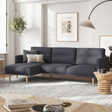 Larvik Chaiselongue Sofa  (LH) -  Anthracite, Oak Legs