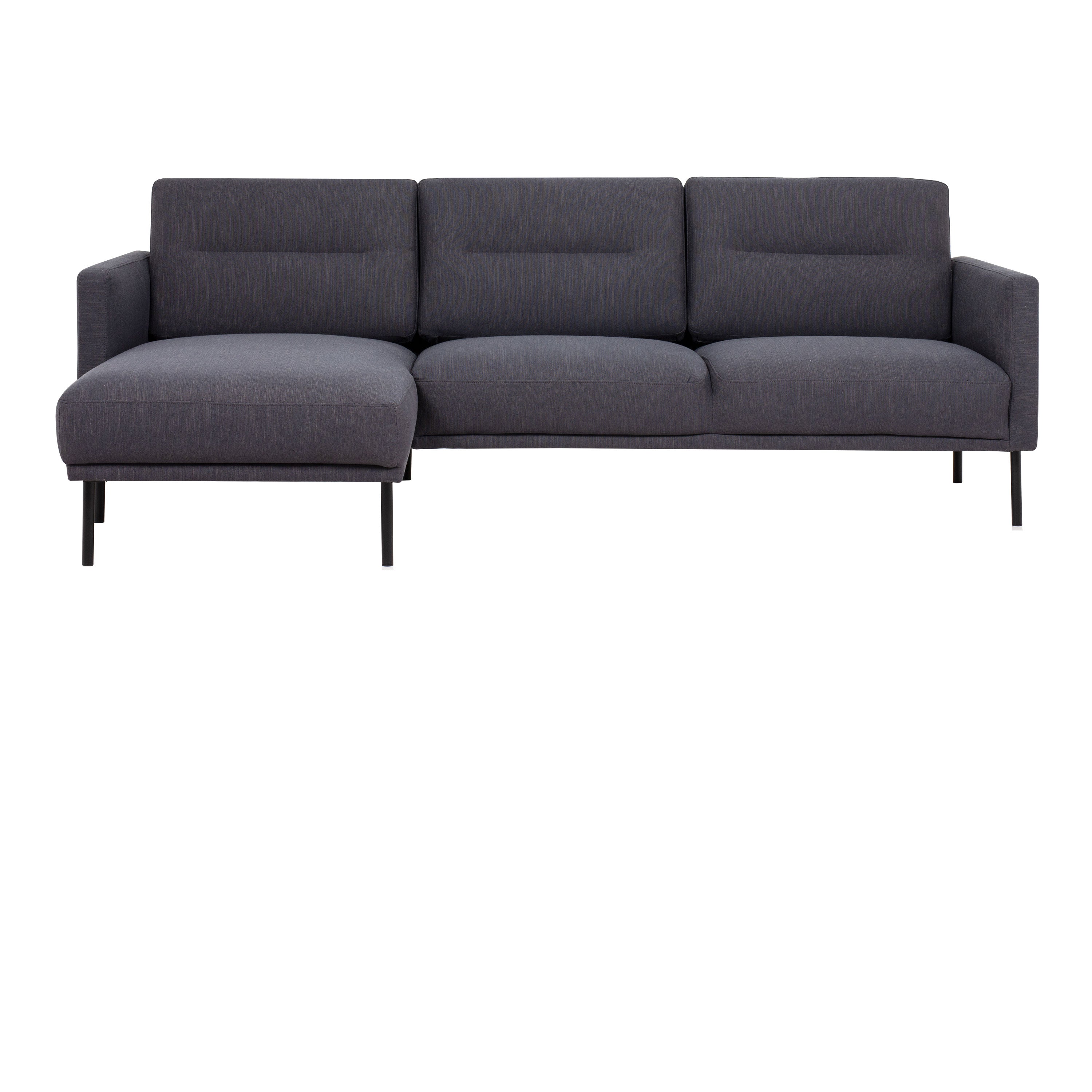 Larvik Chaiselongue Sofa (LH) - Anthracite, Black Legs