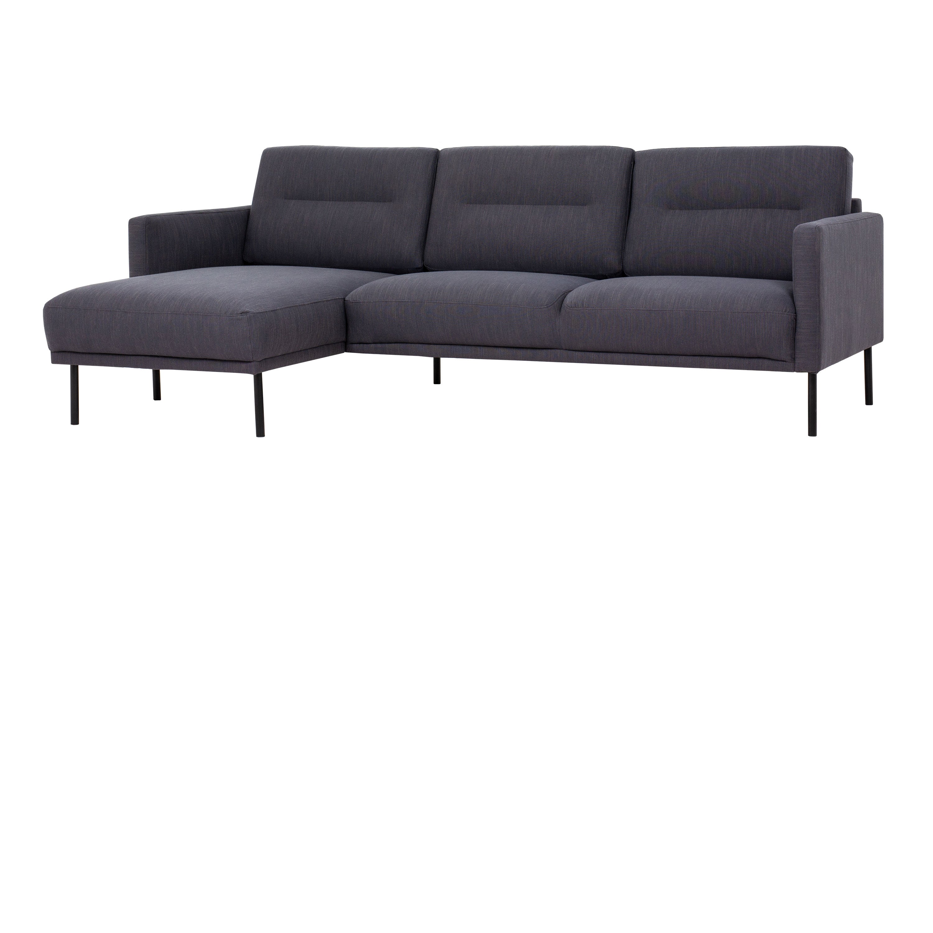 Larvik Chaiselongue Sofa (LH) - Anthracite, Black Legs