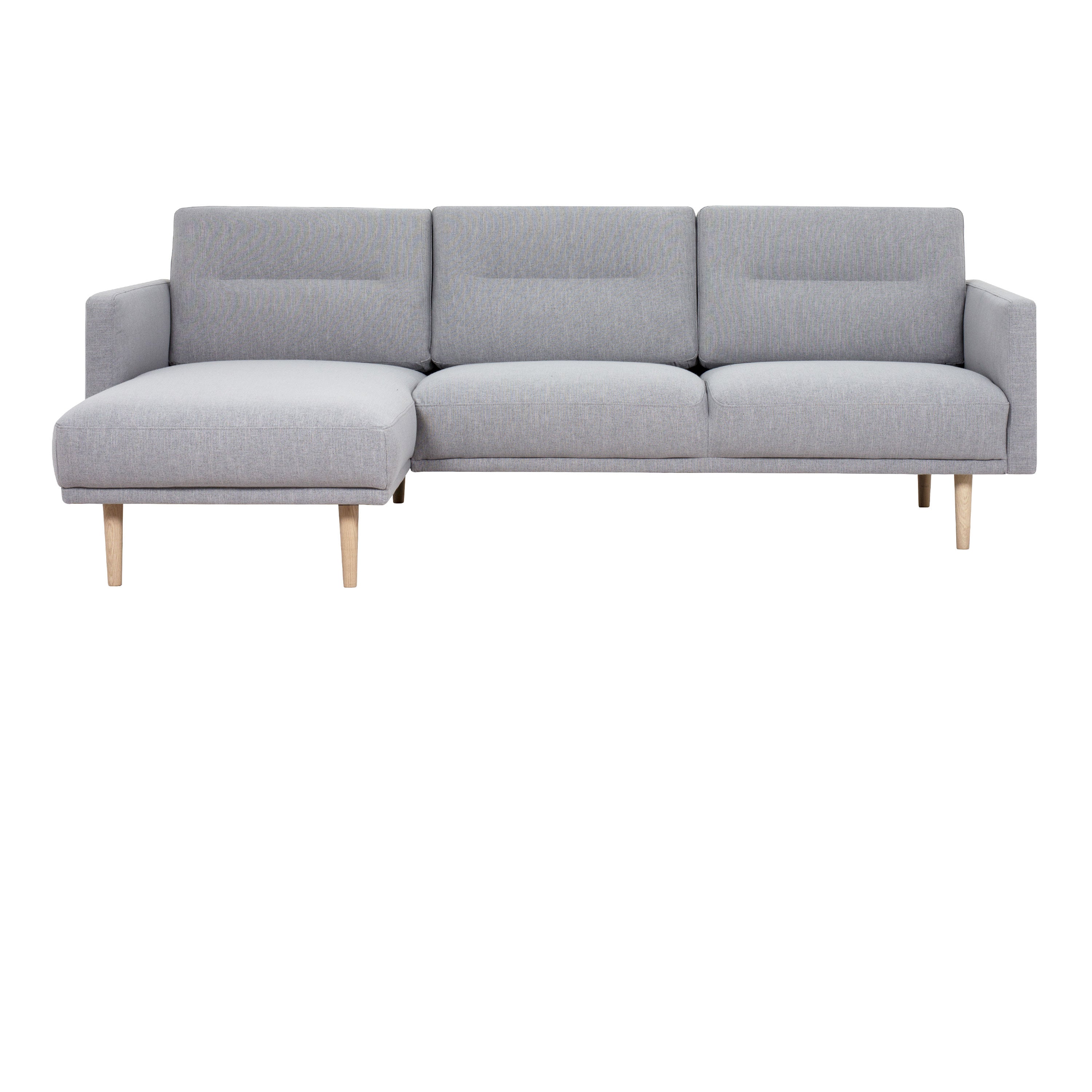 Larvik Chaiselongue Sofa  (LH) - Grey, Oak Legs