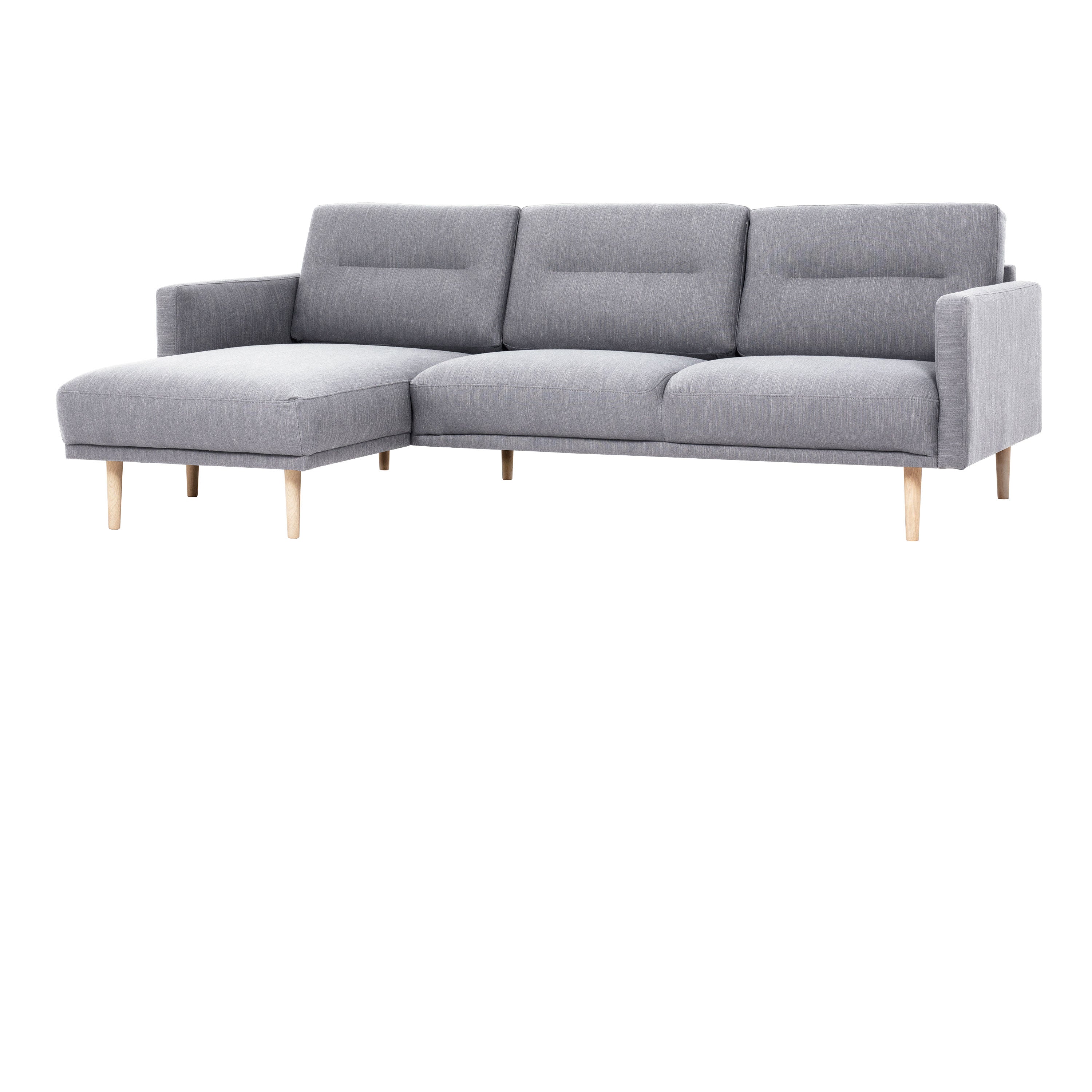 Larvik Chaiselongue Sofa  (LH) - Grey, Oak Legs