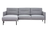 Larvik Chaiselongue Sofa (LH) - Grey, Black Legs