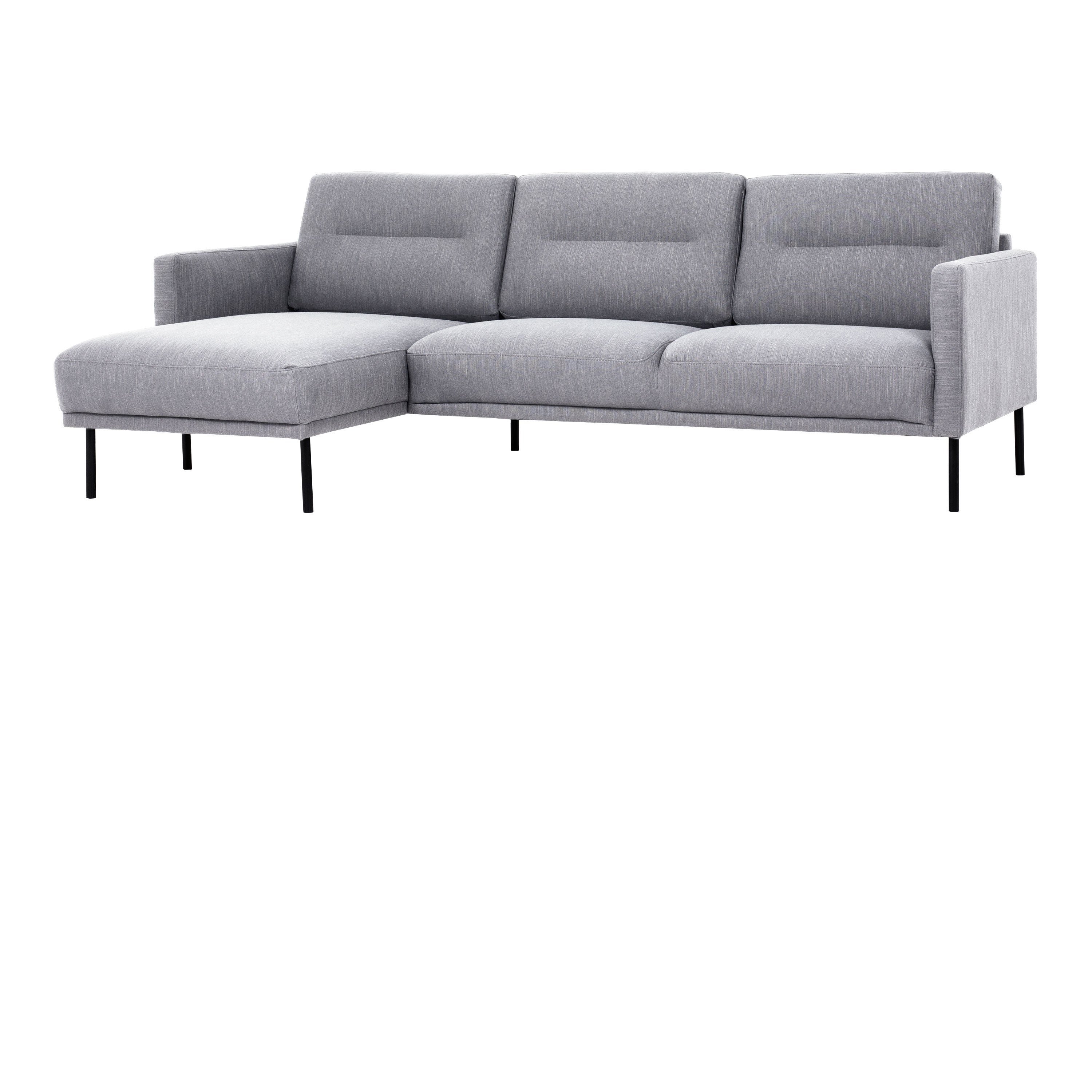 Larvik Chaiselongue Sofa (LH) - Grey, Black Legs