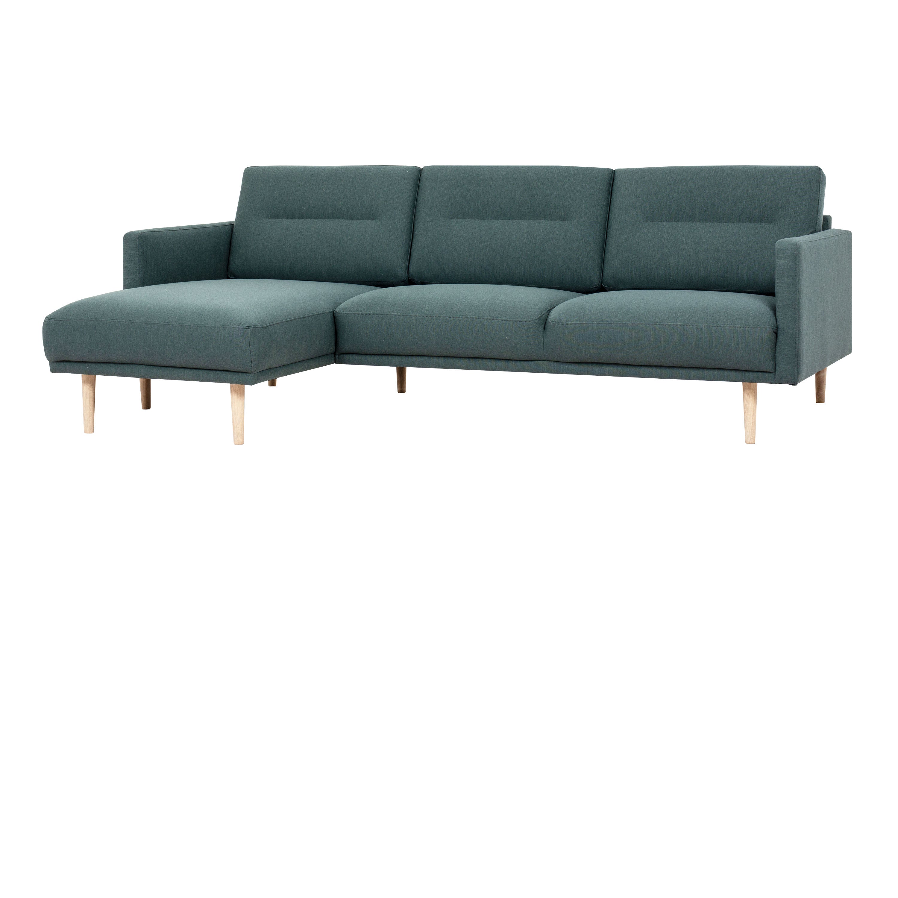 Larvik Chaiselongue Sofa  (LH) - Dark Green, Oak Legs