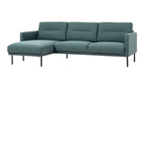 Larvik Chaiselongue Sofa (LH) - Dark Green, Black Legs