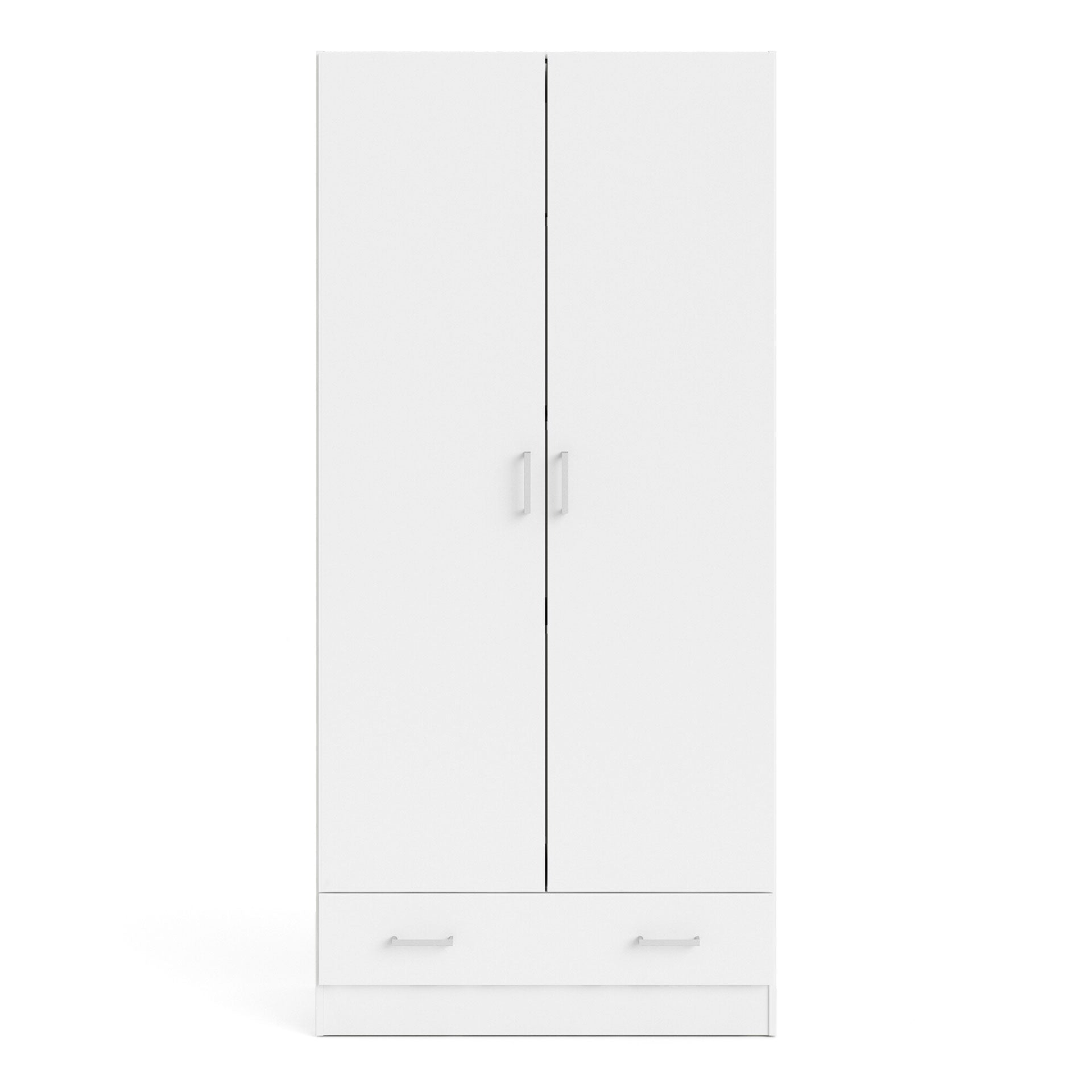Space Wardrobe with 2 Doors + 1 Drawer in White 1750