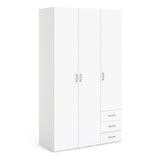 Space Wardrobe 3 Doors 3 Drawers in White 2000