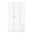 Space Wardrobe 3 Doors 3 Drawers in White 2000