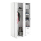 Space Wardrobe 3 Doors 3 Drawers in White 2000