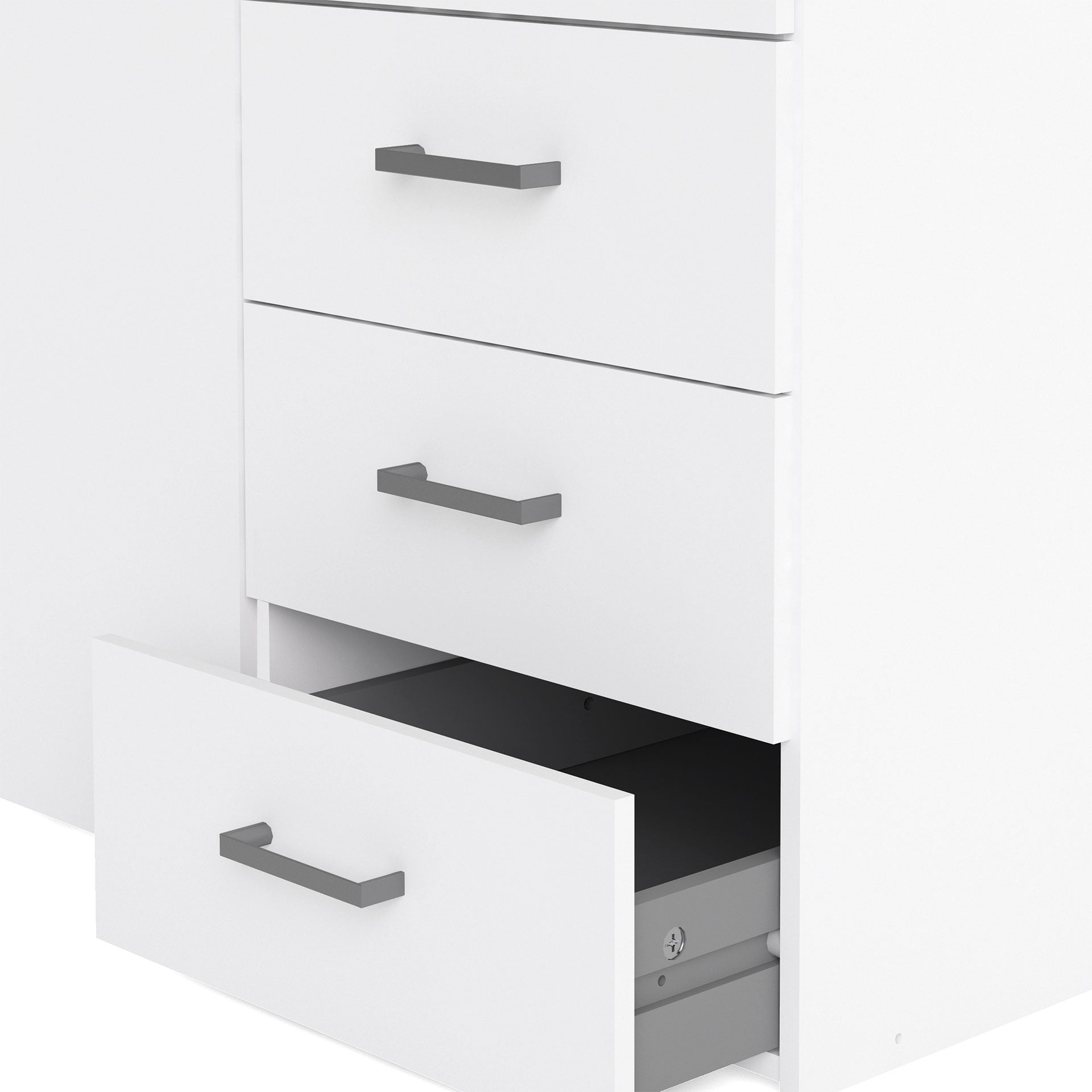 Space Wardrobe 3 Doors 3 Drawers in White 2000