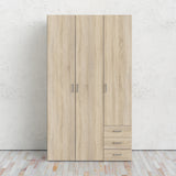 Space Wardrobe 3 Doors 3 Drawers in Oak 2000