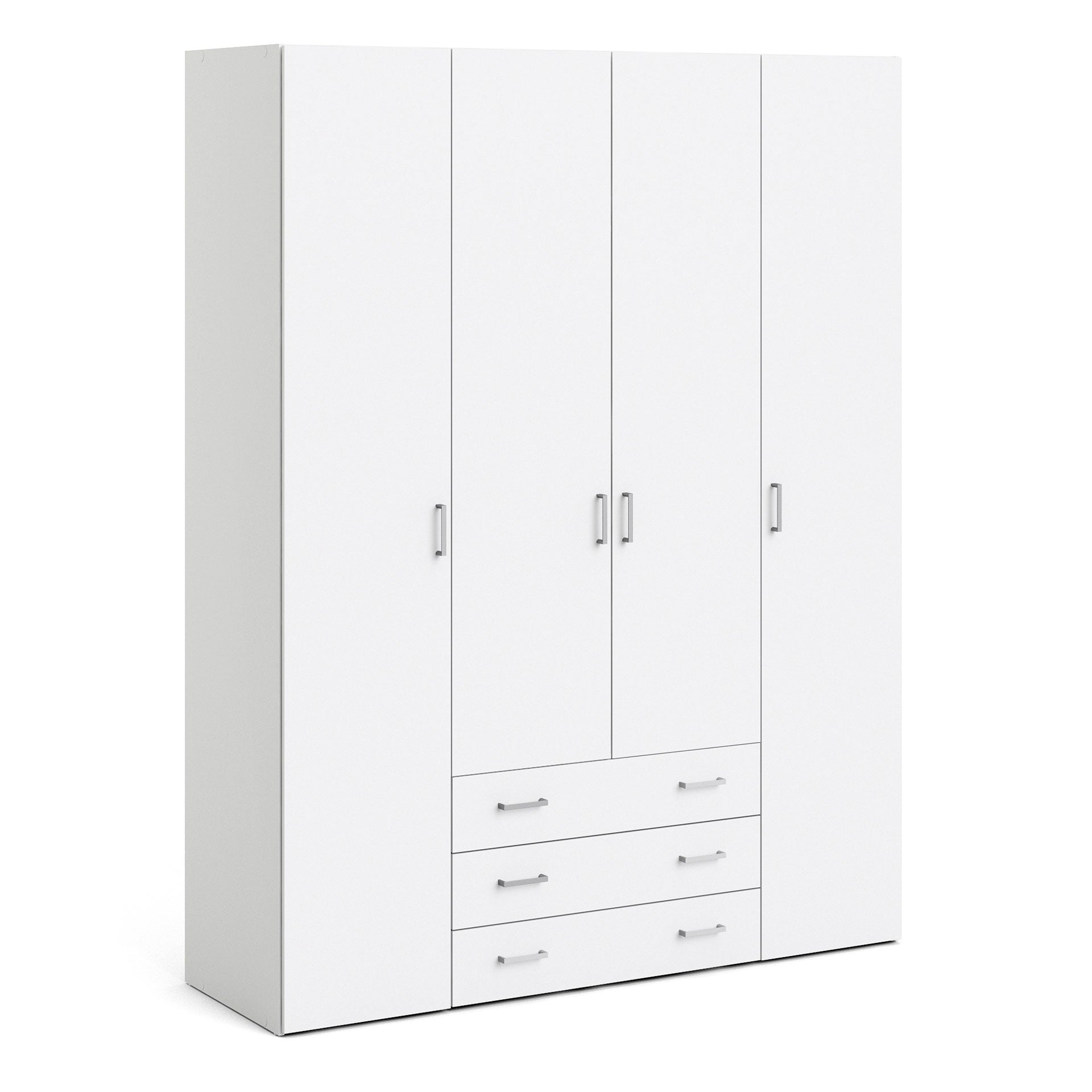 Space Wardrobe 4 Doors 3 Drawers in White 2000