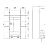 Space Wardrobe 4 Doors 3 Drawers in White 2000