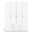 Space Wardrobe 4 Doors 3 Drawers in White 2000