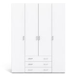 Space Wardrobe 4 Doors 3 Drawers in White 2000